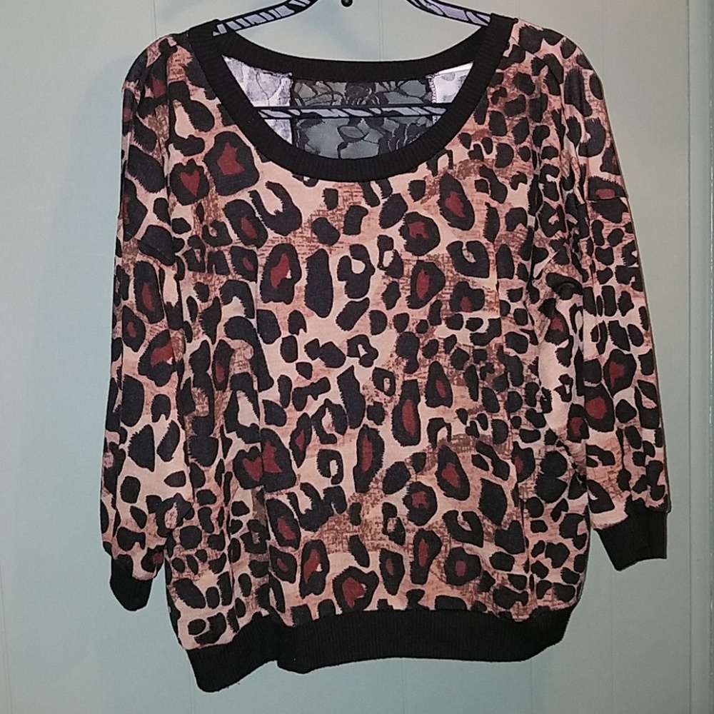 Cato leopard print lightweight sweater